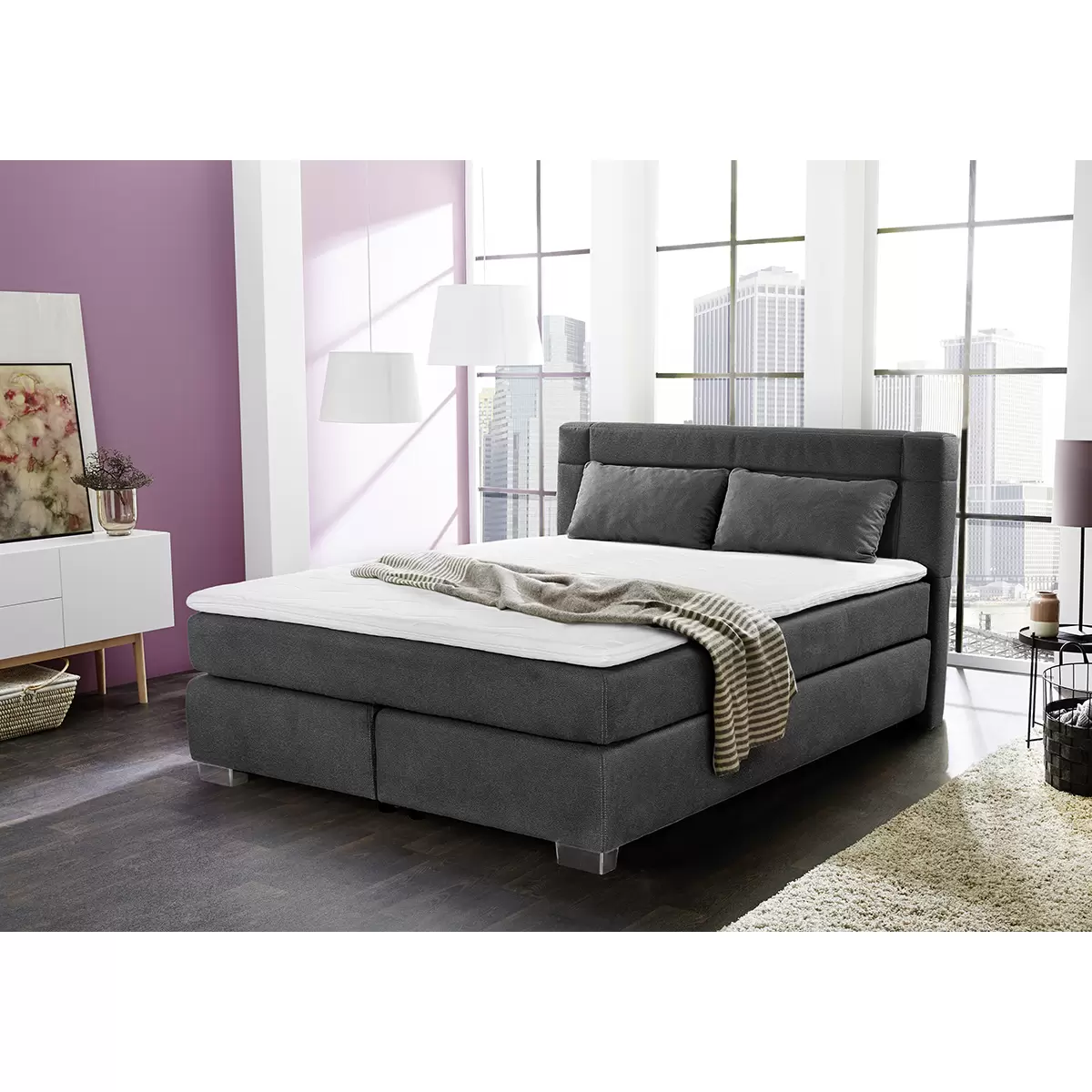 Boxspringbett Recife 160x200 Dunkelgrau