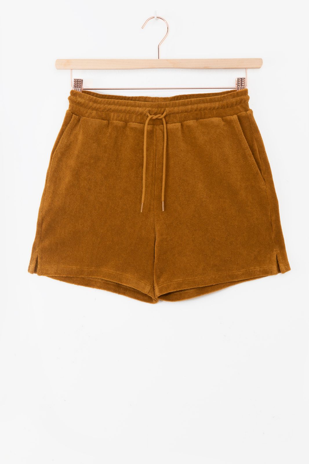 Goudbruine terry shorts