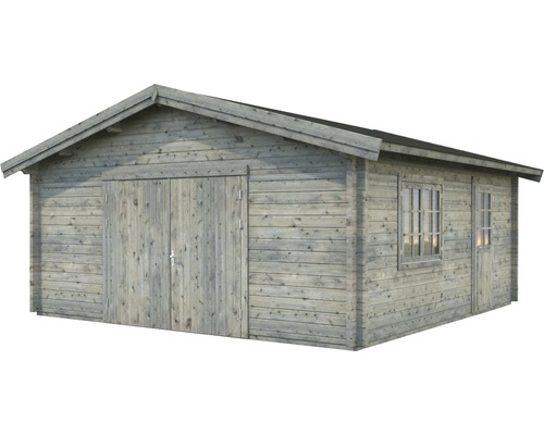 Palmako Roger vrijstaande garage, 27,7 m², met houten deur 540 x 540 cm, grijs gedompeld.
