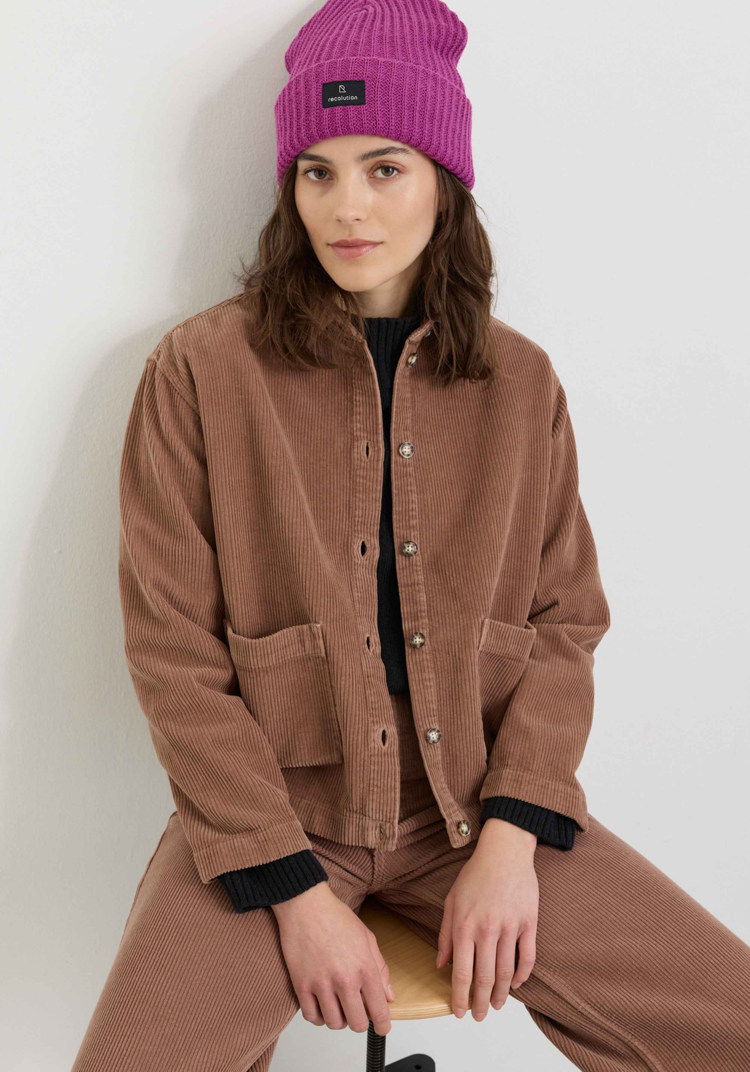 Recolution Cord-Overshirt Rhodea Cognac Brown