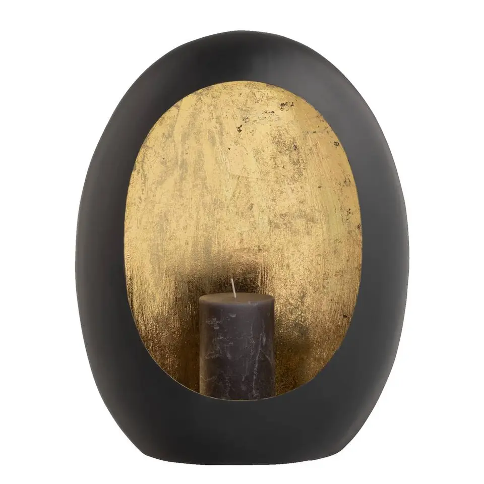 Windlicht Brygge - Zwart/Goud - 38x29x16 cm