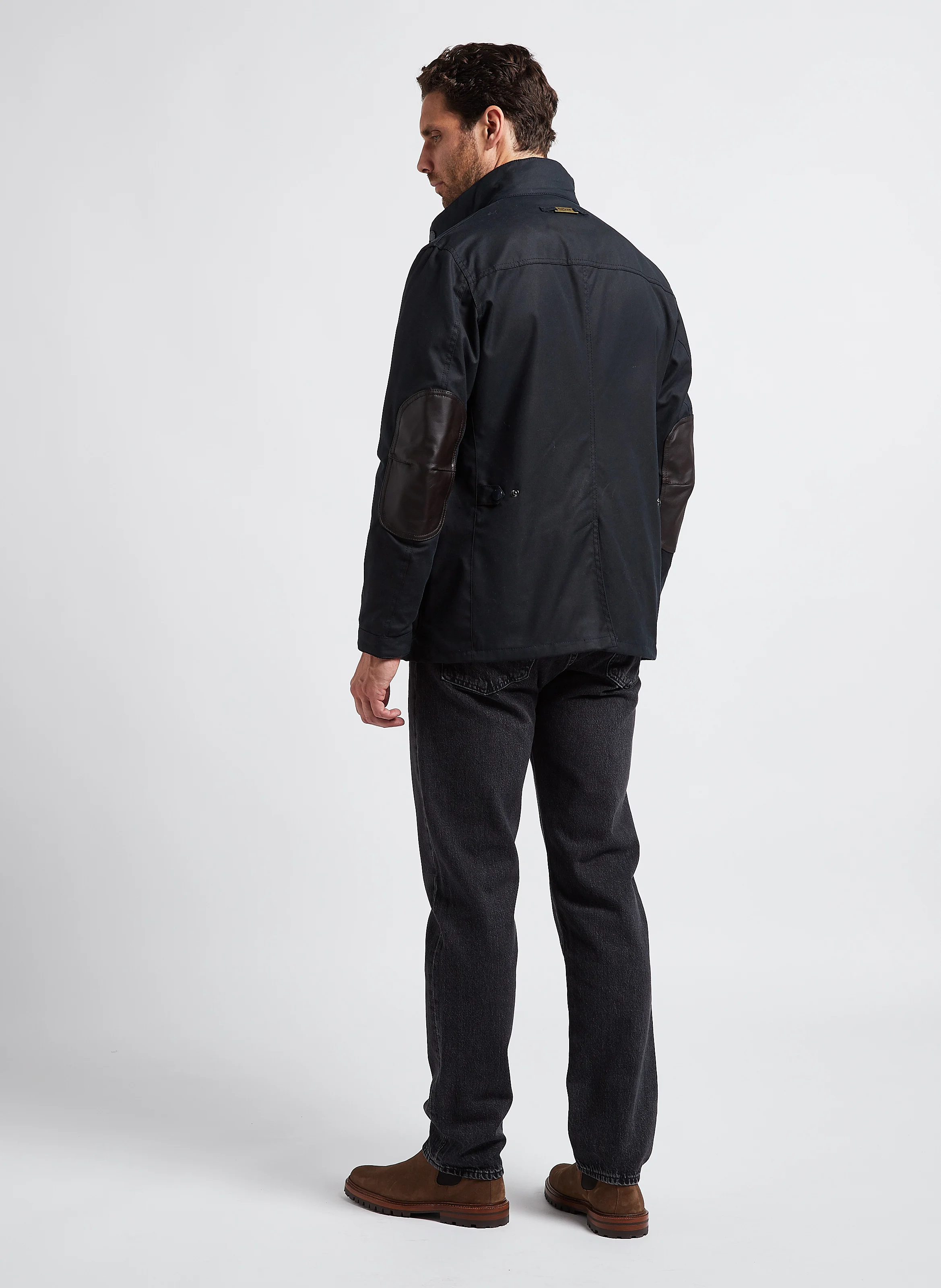 Veste col montant en coton ciré| Bleu