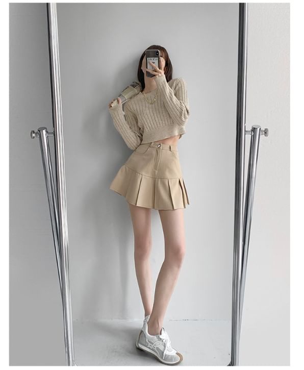 Shira - Hoge taille geplooide minirok