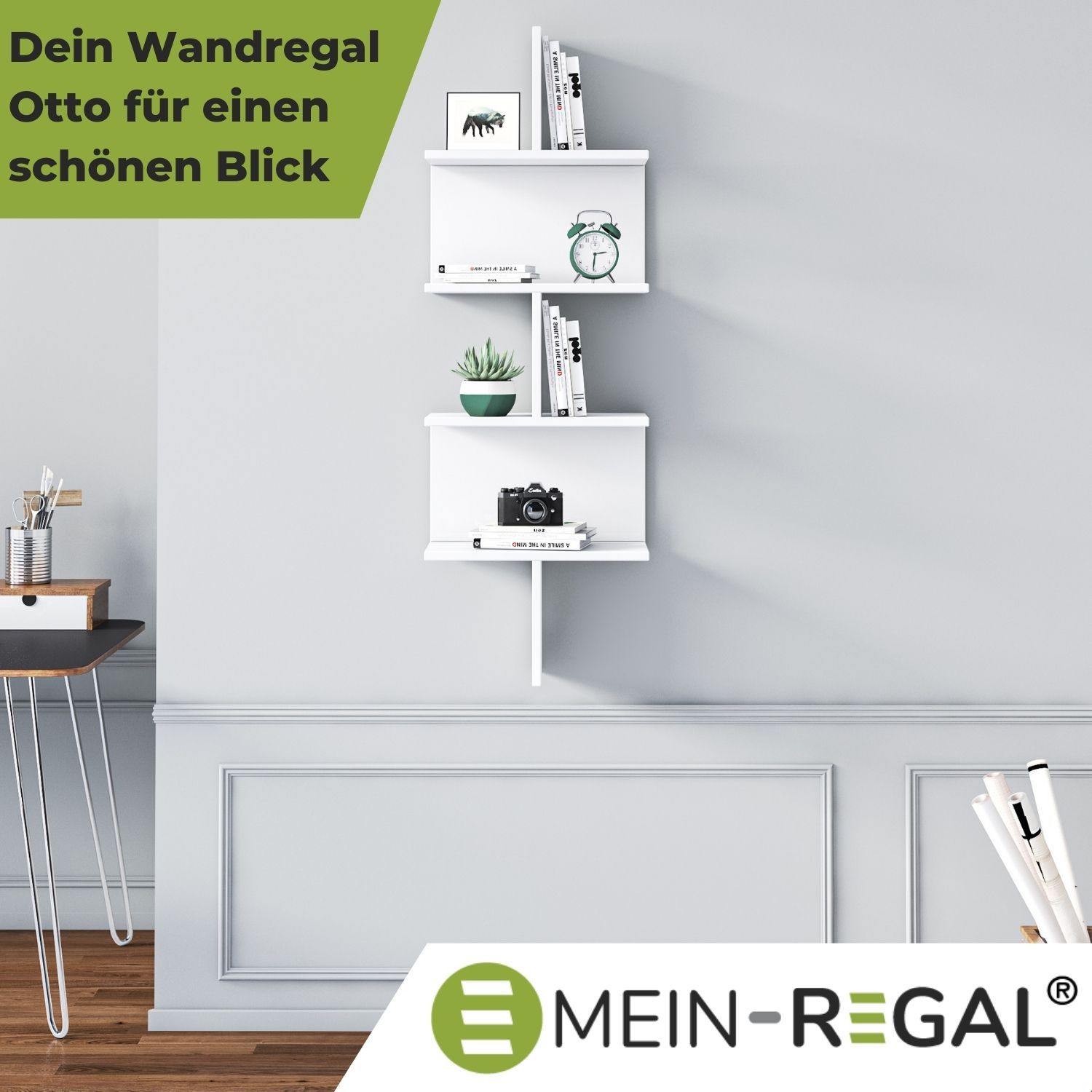 Mein-Regal Wandregal OTTO 45x22x132cm MDF Holz bis zu 6 Fächer weiß