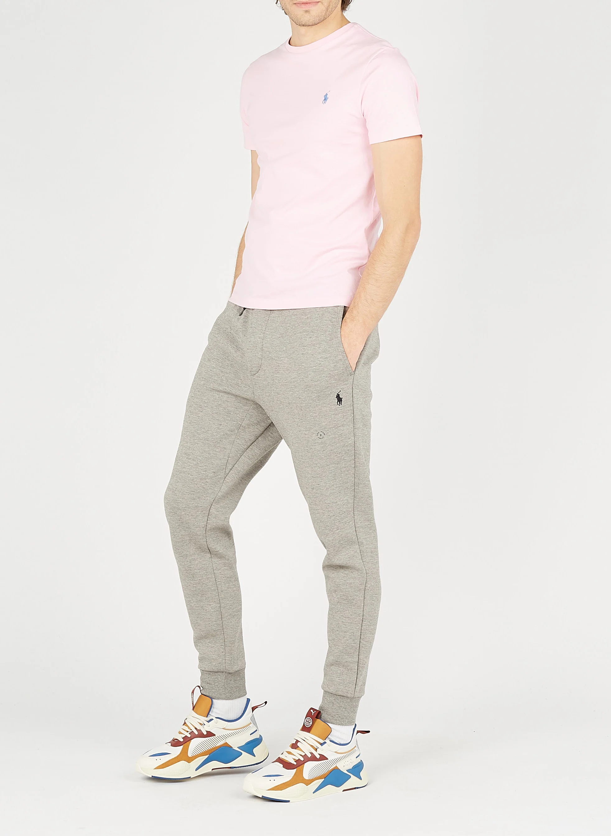 Tee-shirt col rond slim-fit en coton | Rose