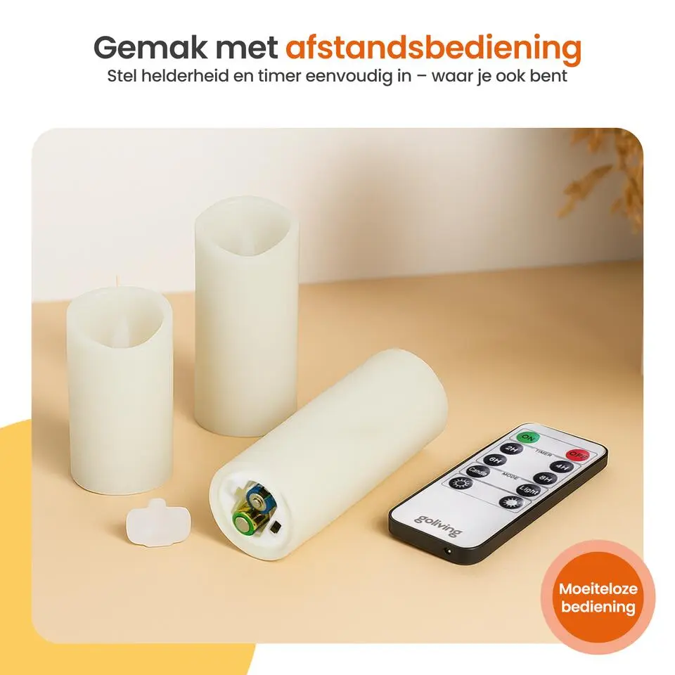 Goliving Led Kaarsen - Bewegende Vlam - Afstandsbediening - Set van 9