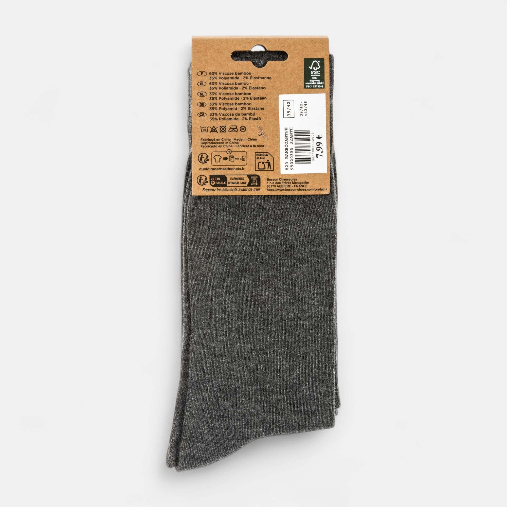 Chaussettes Homme anthracite