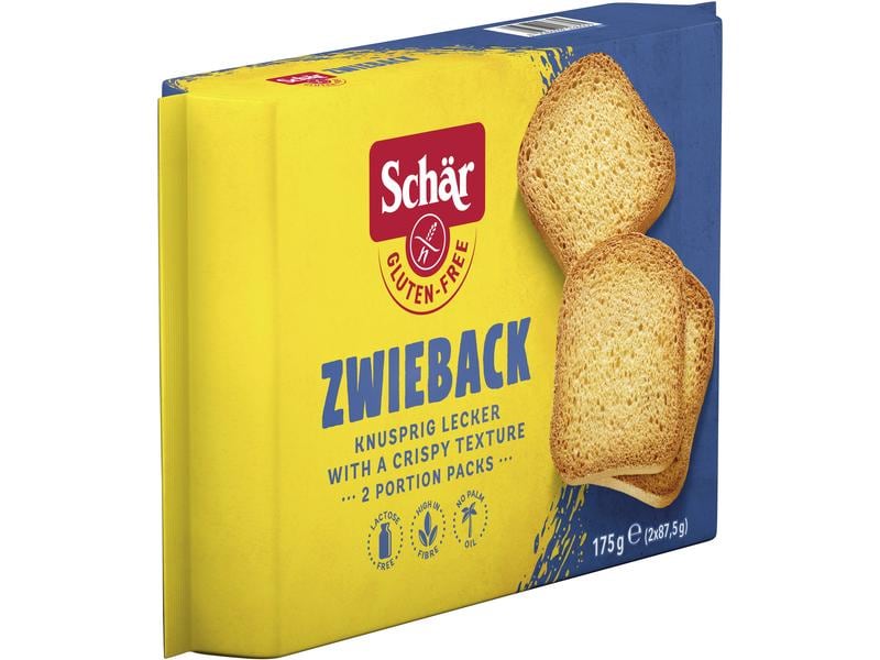 Dr.Schär Zwieback glutenfrei 175 g Knackig, braungebrannter Zwieback