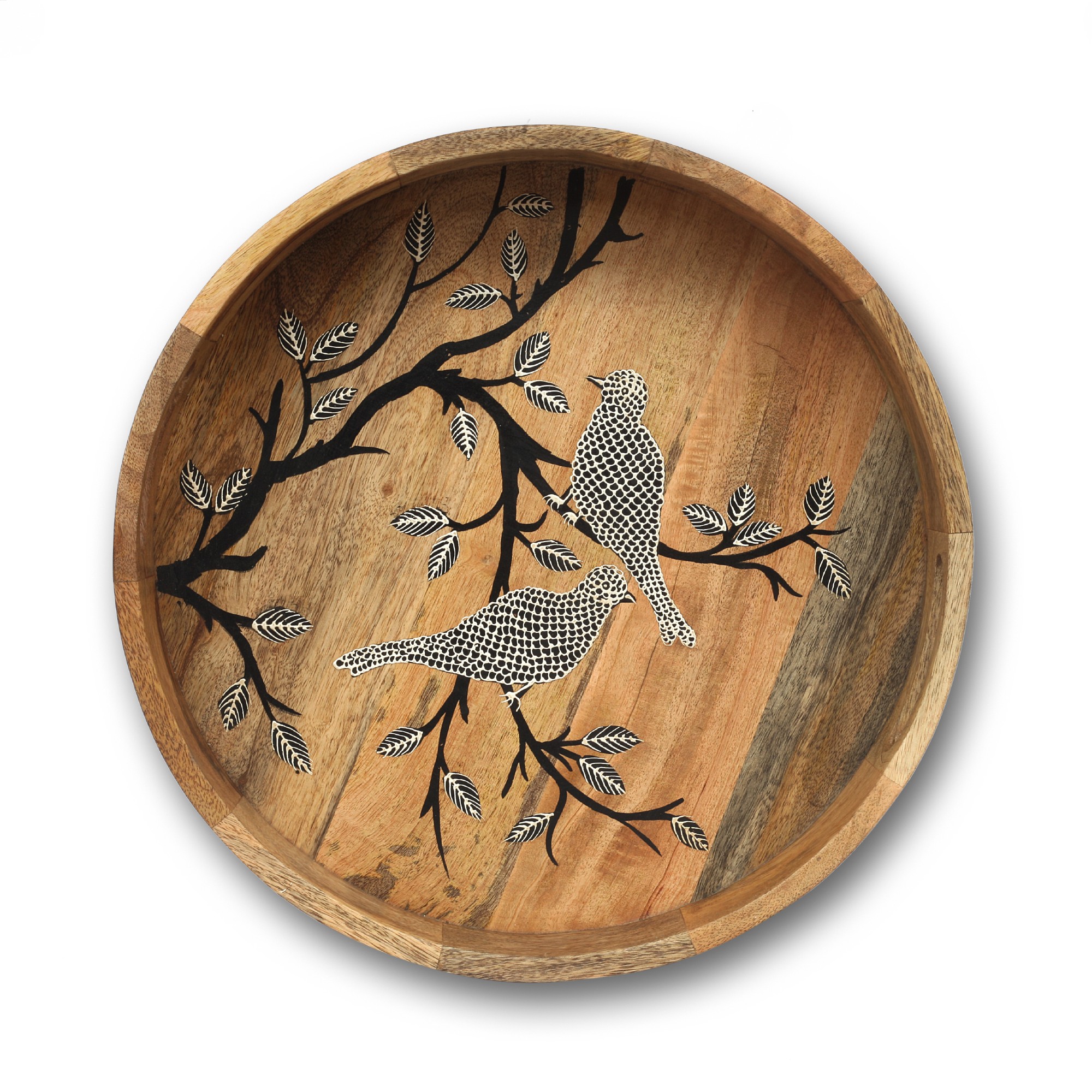 2er-Set Tablett 'Patul' aus Mangoholz, natur, schwarz-weiß zu 80,00