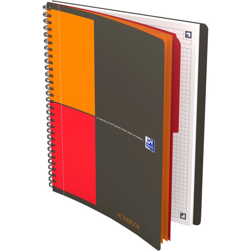 Cahier spirale Oxford International Activebook B5 17,6 x 25 cm - petits carreaux - 160 pages