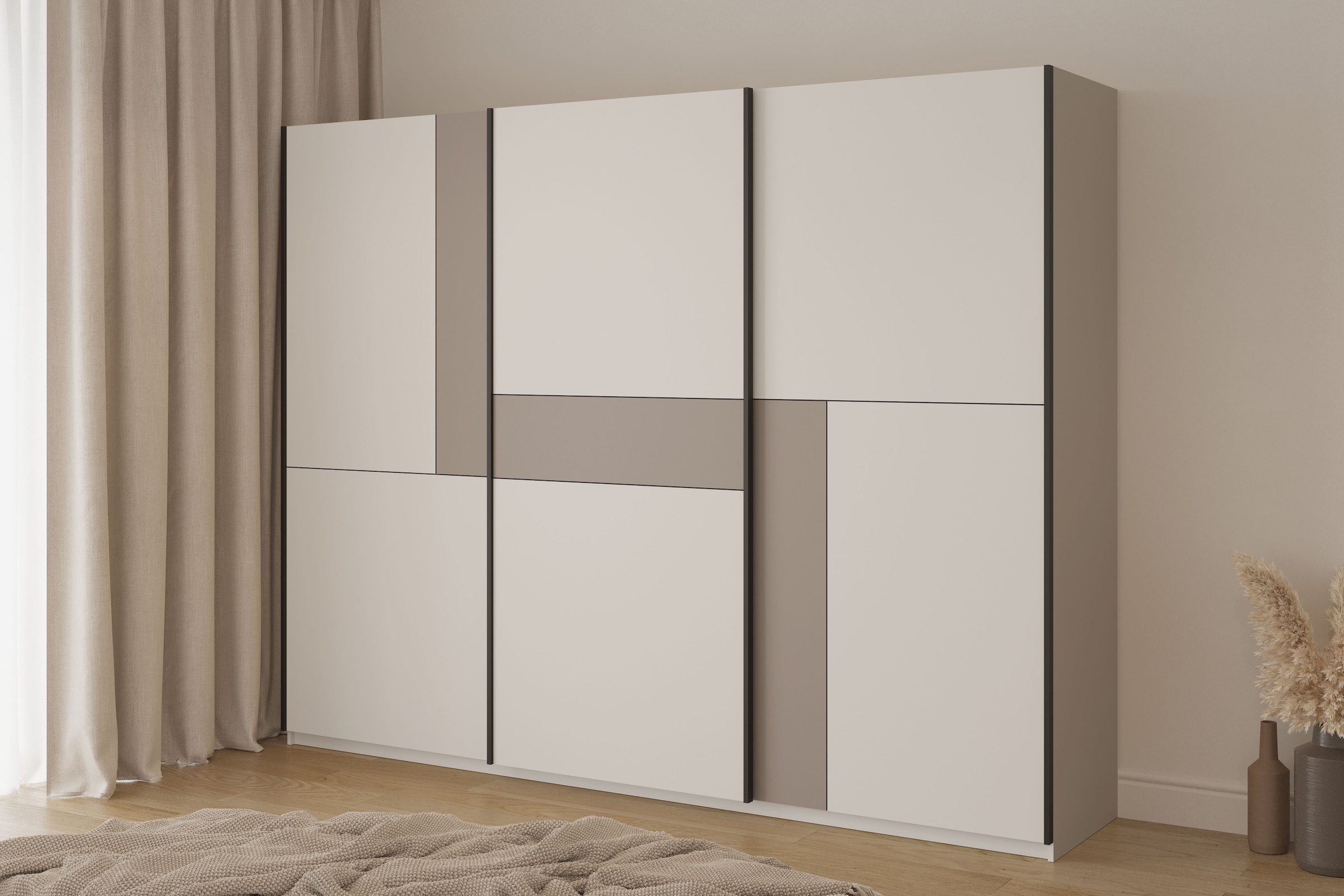 Home affaire Schiebetürenschrank »Cube Garderobenschrank incl.kompletter Innenausstattung« Moderner Kleiderschrank, Schiebetürenschrank, Garderobe