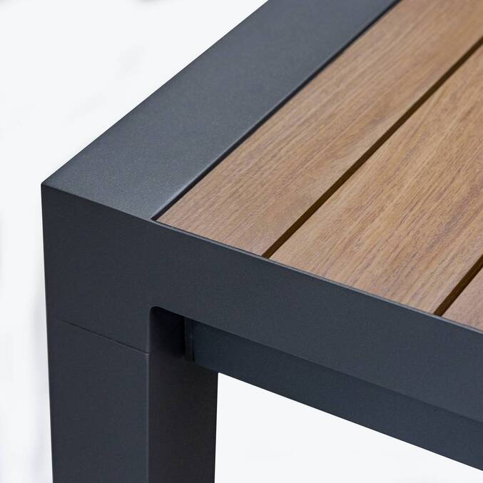 Table de jardin carré EVASION Effet bois Honey / Graphite