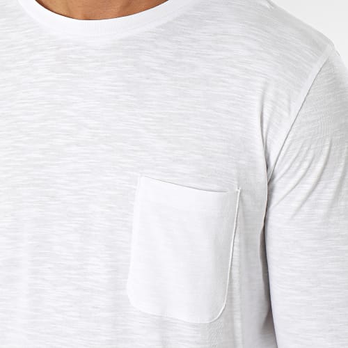 Tee Shirt Poche Manches Longues GMS Hendrick Blanc Chiné