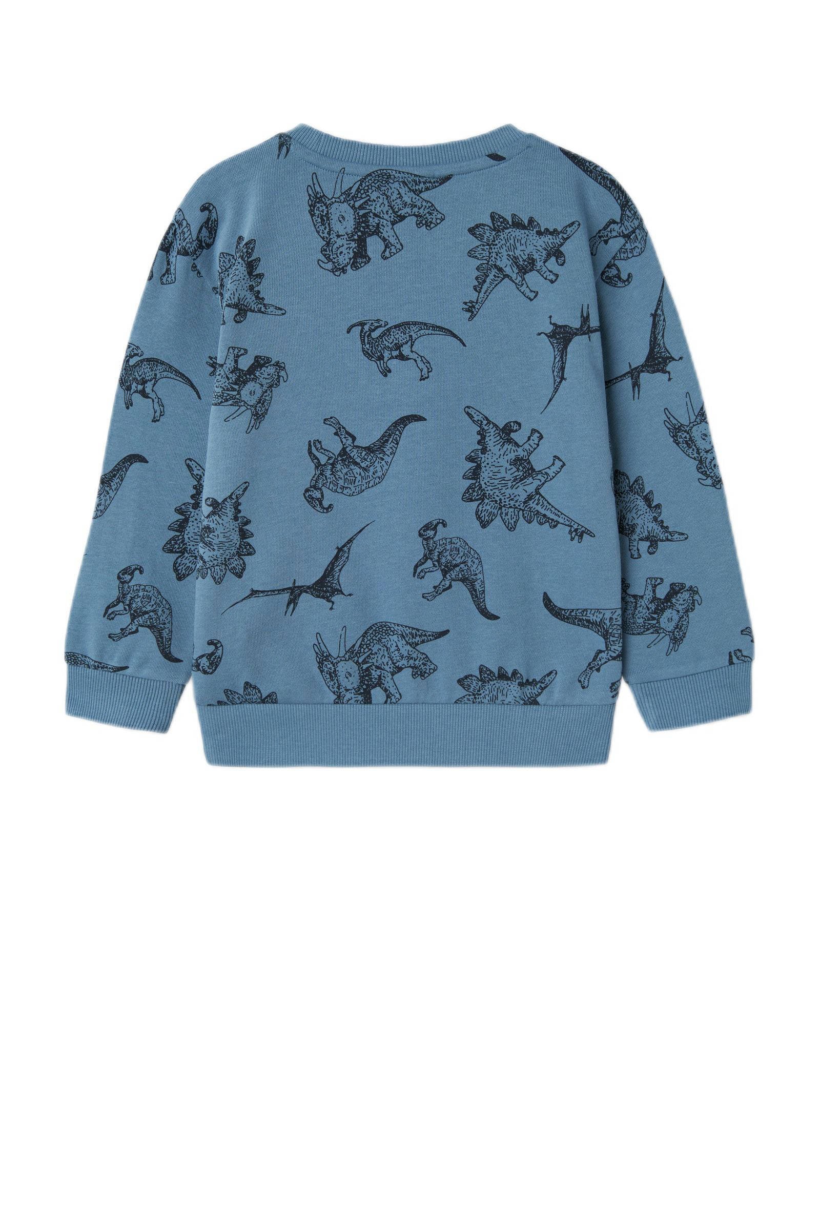 NAME IT sweater NMMVIFELIX met all over print middenblauw/zwart