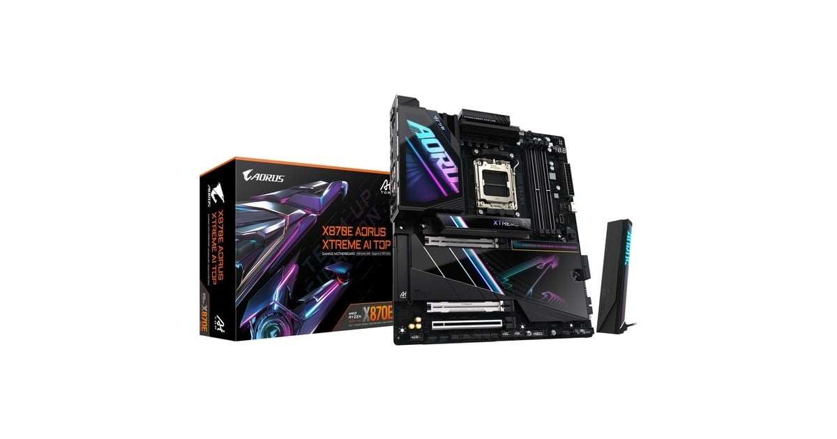 GIGABYTEX870E A XTREME AI TOP socket AM5 moederbord  (Zwart, RAID, 2x 10 Gb-LAN, WLAN, BT, Sound, E-ATX)