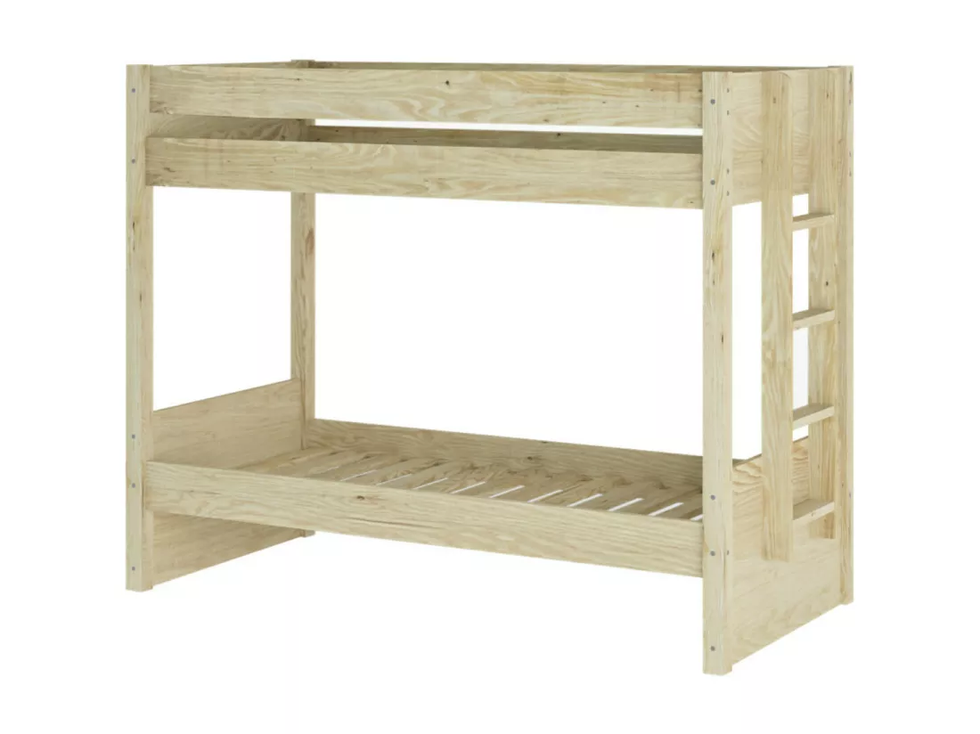 Lit superposé avec matelas 80x200 cm bois massif bois naturel ELORA