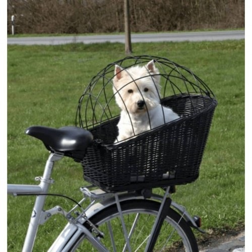 Cesta de transporte para animais de estimação Trixie preta para bicicletas.