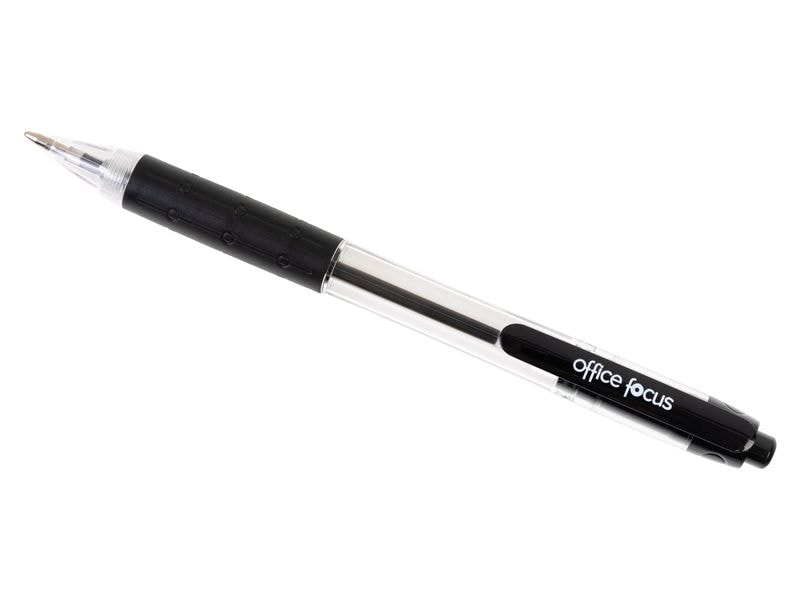 office focus Kugelschreiber Office Focus 1 mm Mine, Schwarz Druckkugelschreiber mit Clip und weichem Griff