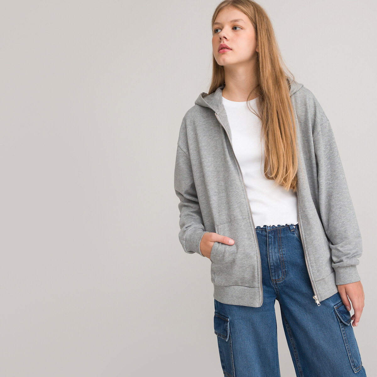 COLEÇÕES LA REDOUTE<br>Moletom com zíper na cor molton, unissex