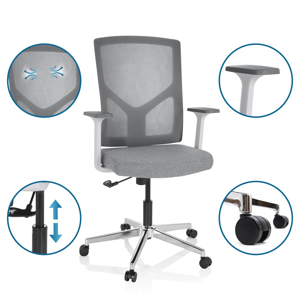 Home Office Bürostuhl BRETON BASE W Stoff/Netzstoff mit Armlehnen hjh OFFICE