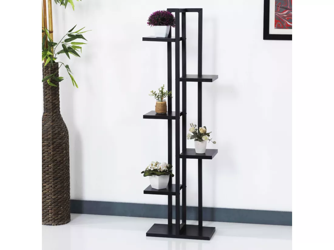 Support de plantes Tohmajärvi à 5 niveaux 120 x 34 x 21 cm noir [en.casa]
