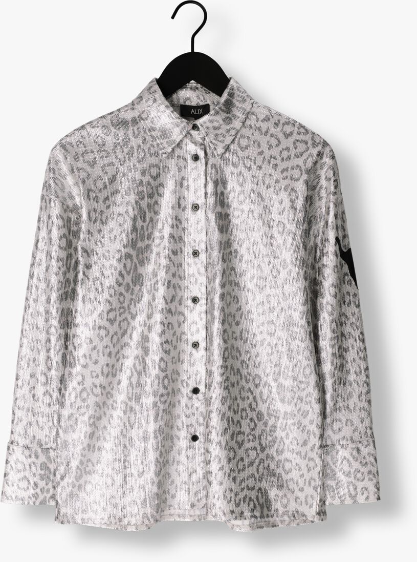 ALIX THE LABEL zilveren alix the label blouse ladies knitted leopard blouse