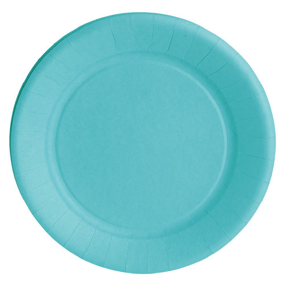 Lot de 10 assiettes en carton bleu caraïbes Ø18 cm