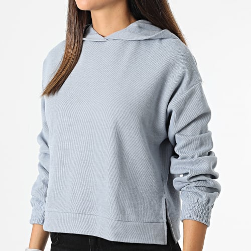 Pull Capuche Femme Crop 10047013 Bleu Clair