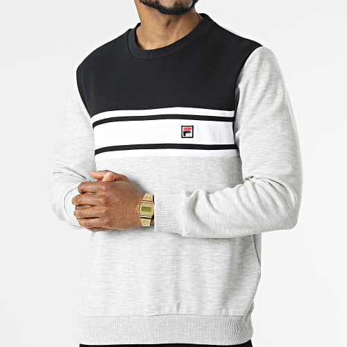 Sweat Crewneck Tricolore Bettolle FAM0072 Gris Chiné Noir