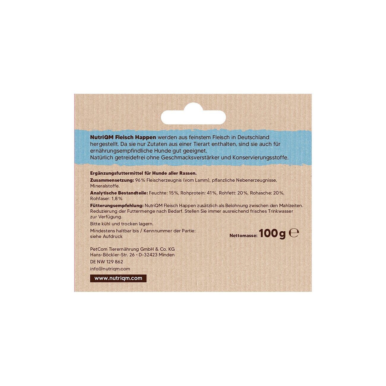 NutriQM Fleisch Happen Lamm 5x 100g