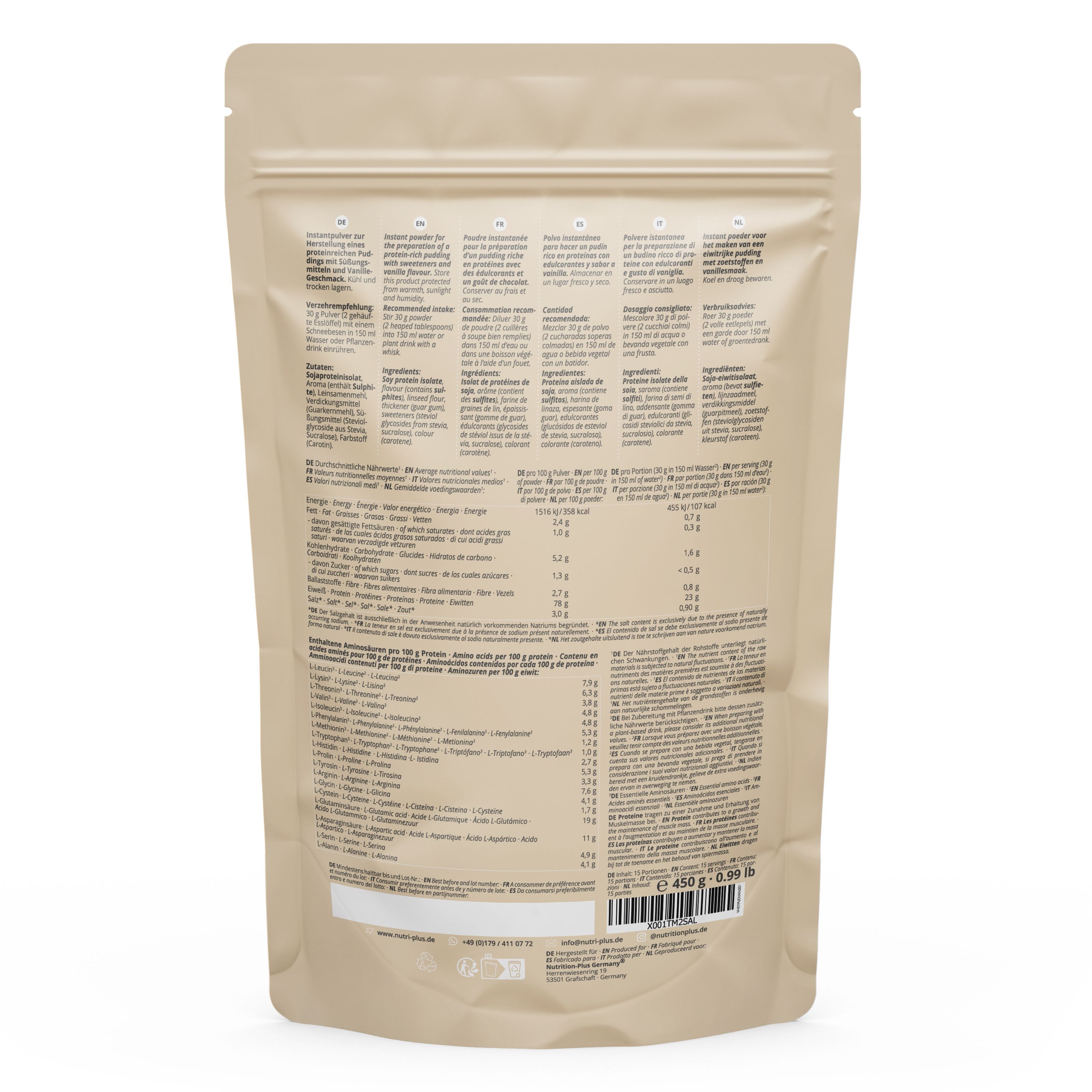 nutri+ Protein Pudding Pulver Vegan - 800g