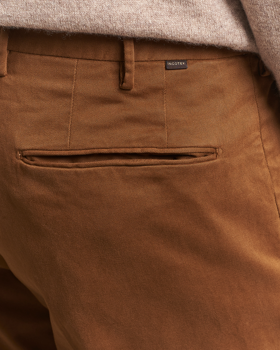 Incotex Slim Fit Cotton Stretch Chinos Brown