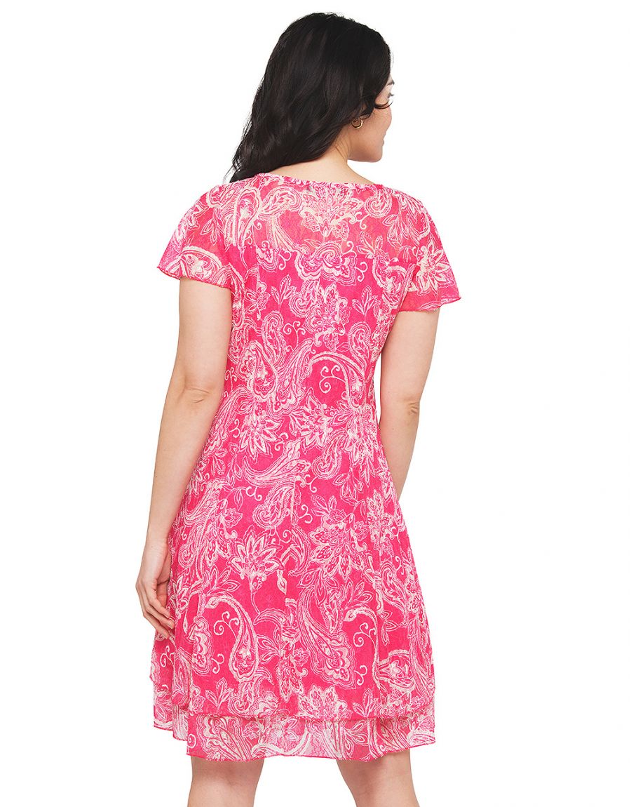 Robe dentelle rose fuchsi