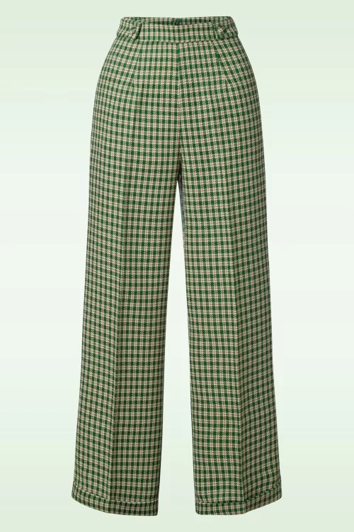 Banned Retro Ruby Check pantalon in groen