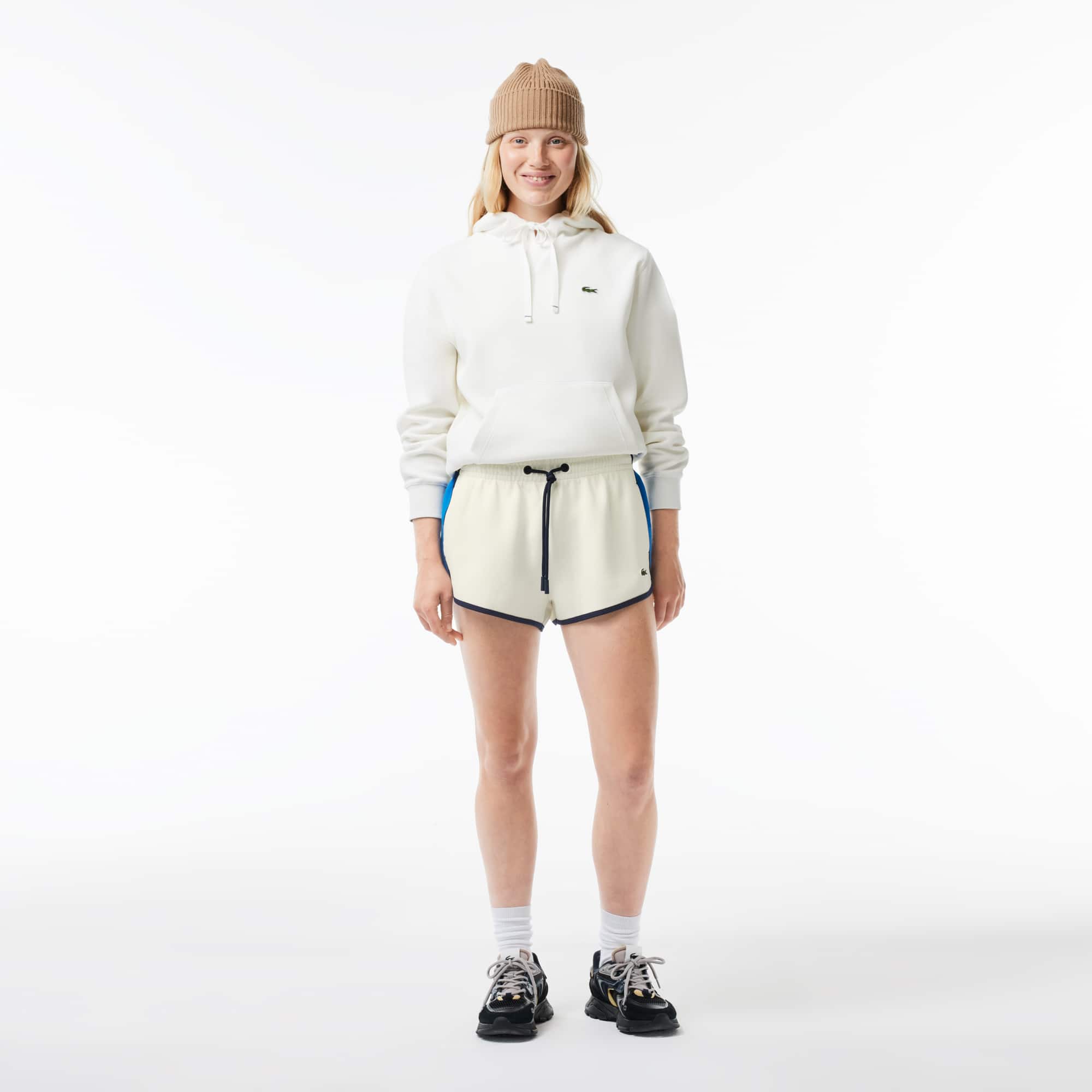 Short découpes contrastées en piqué double face Shorts - Blanc - Lacoste - Femme