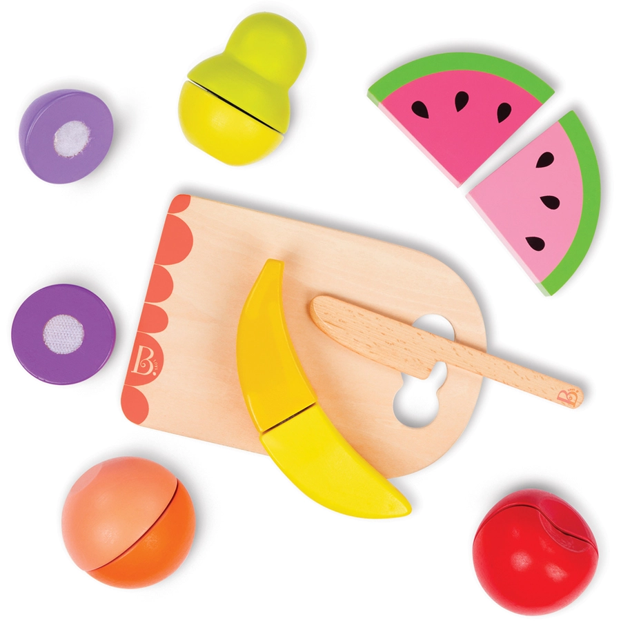 B.TOYS B. Chop 'n' Play -  Holz-Obst mit Klettverbindung inkl. Schneidebrett 14-teilig Mehrfarbig