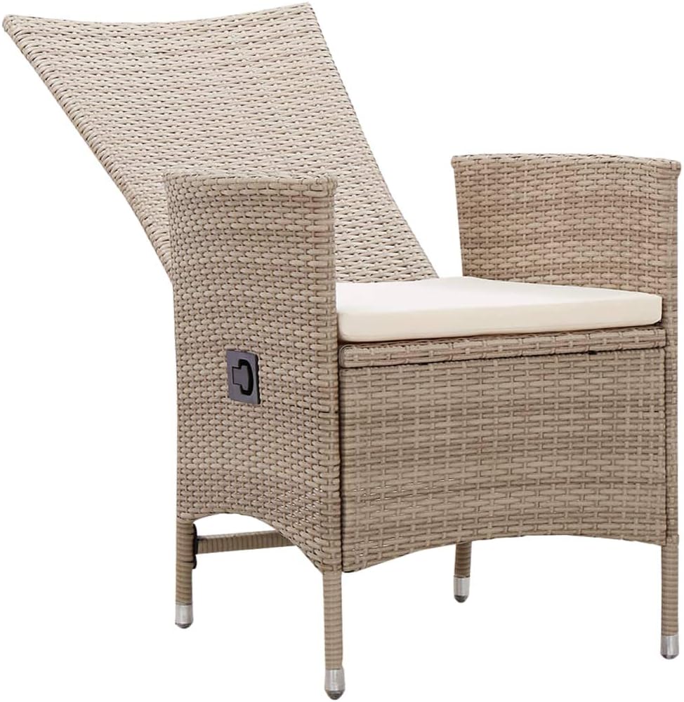 vidaXL 2X Gartenstuhl mit Auflagen Gartensessel Stuhl Sessel Hochlehner Rattansessel Gartenmöbel Rattanstuhl Stühle Poly Rattan Beige