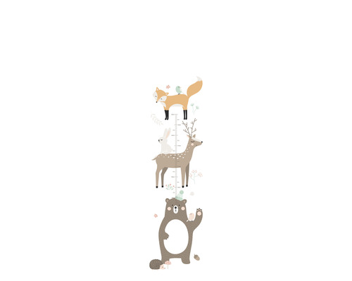 Vliesbehang 45874 Kindermuren Groeimeter Dieren wit bruin oranje 1-delig 270 x 53 cm