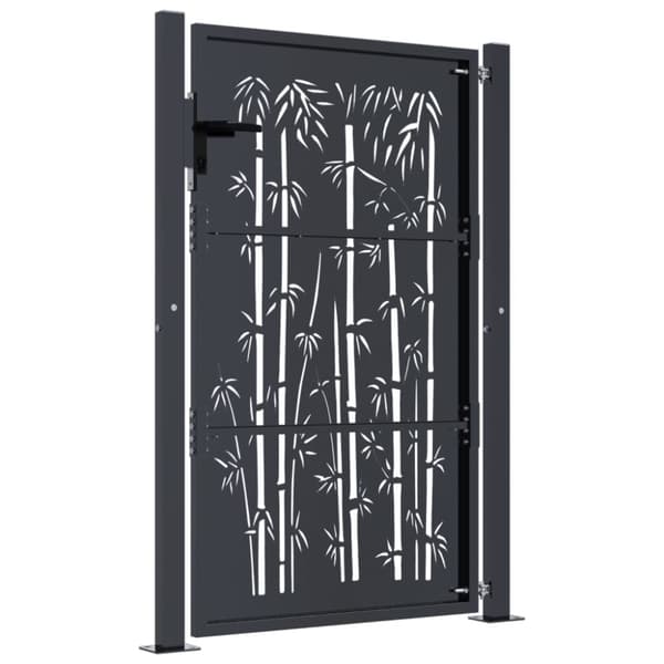 vidaXL Hageport antrasitt 105x155 cm stål bambusdesign