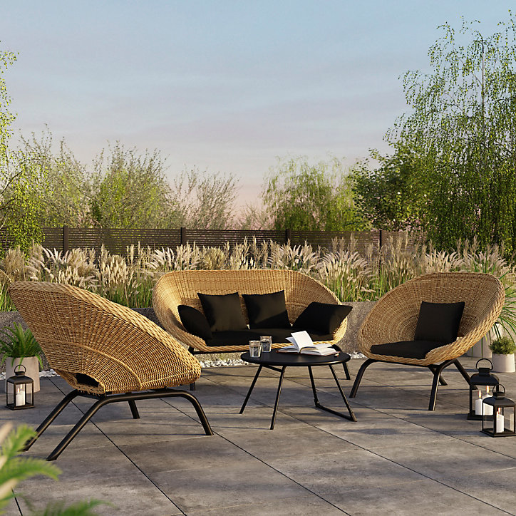 Canapé de jardin GoodHome Loa effet rotin