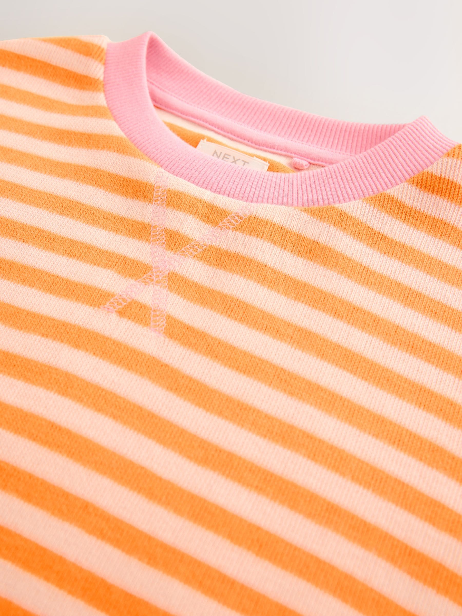 Oranje/roze - Oversized behaaglijke ribbelsweatshirt (3 - 16 jr)
