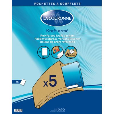 La Couronne - Enveloppe - 260 x 330 mm - avec bande (auto-adhésif) - brun - pack de 5