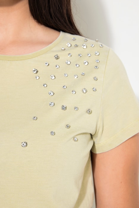 T-Shirt, Classic Shape, Vintage Look, Strass