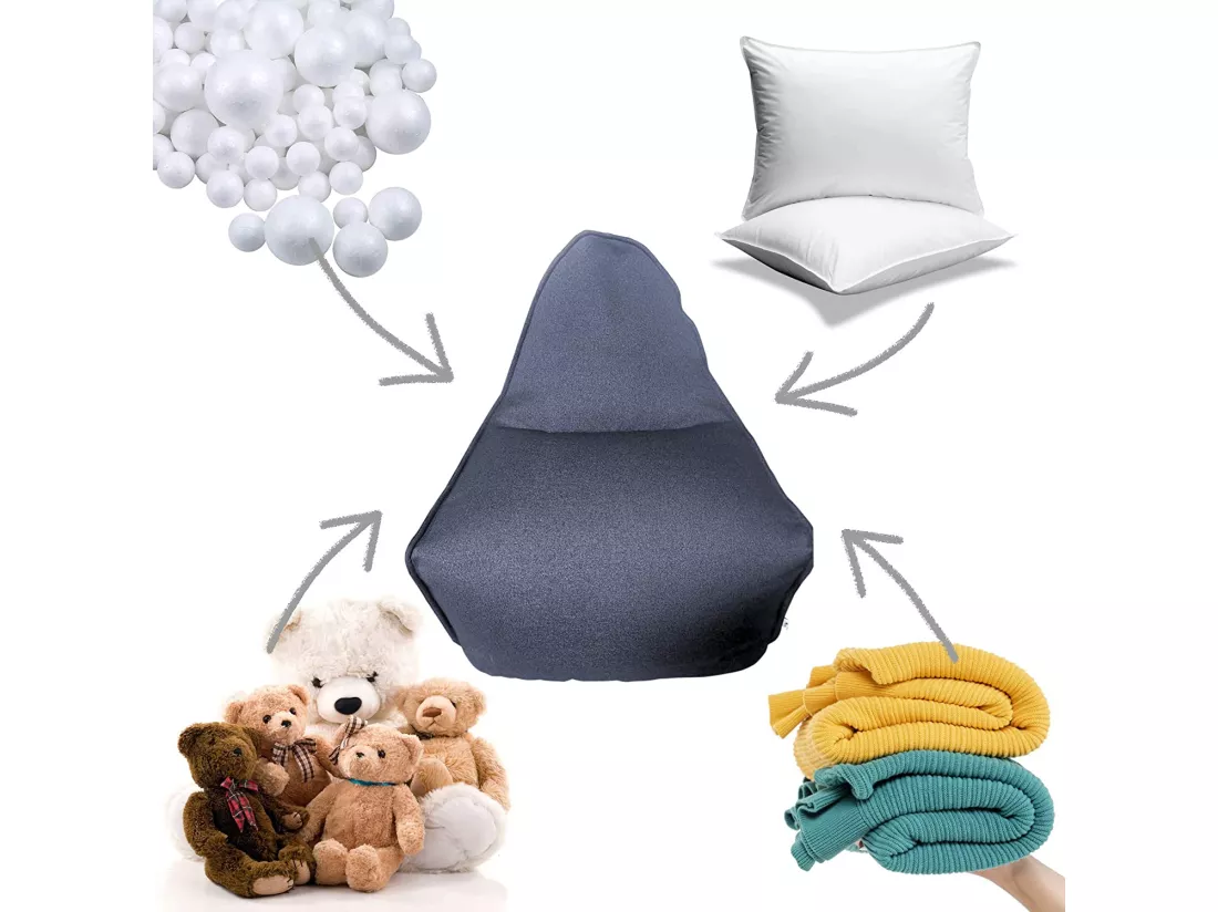 Housse De Pouf Fauteuil Vide Bleu Polyester Intérieur 70x80x90