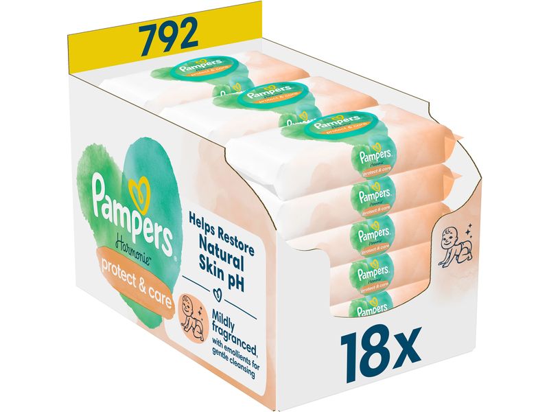 Pampers Harmonie Protect Care 18er Pack / 792 Stück Für eine sanfte, hautfreundliche Reinigung
