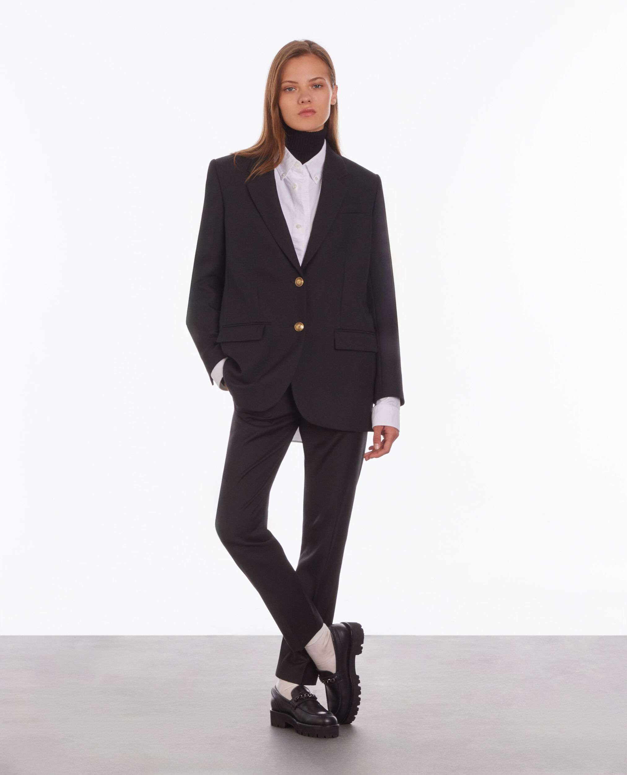 Blazer noir en laine mélangée