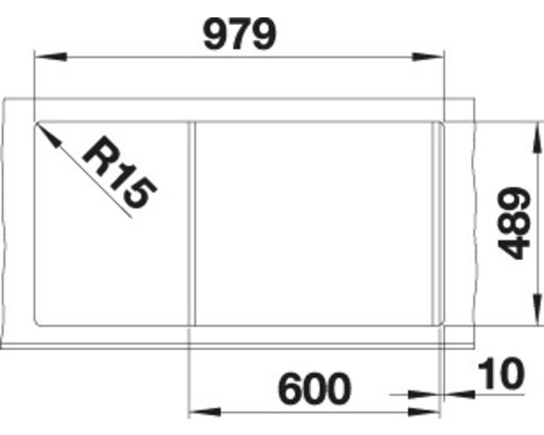 Blanco Axis III 6 S-IF spoelbak, 1000 x 510 mm, roestvrij staal, satijnglans, 522104, 1 bak met afdruipgedeelte, bak rechts met bijzetbak, vlak ingebouwd