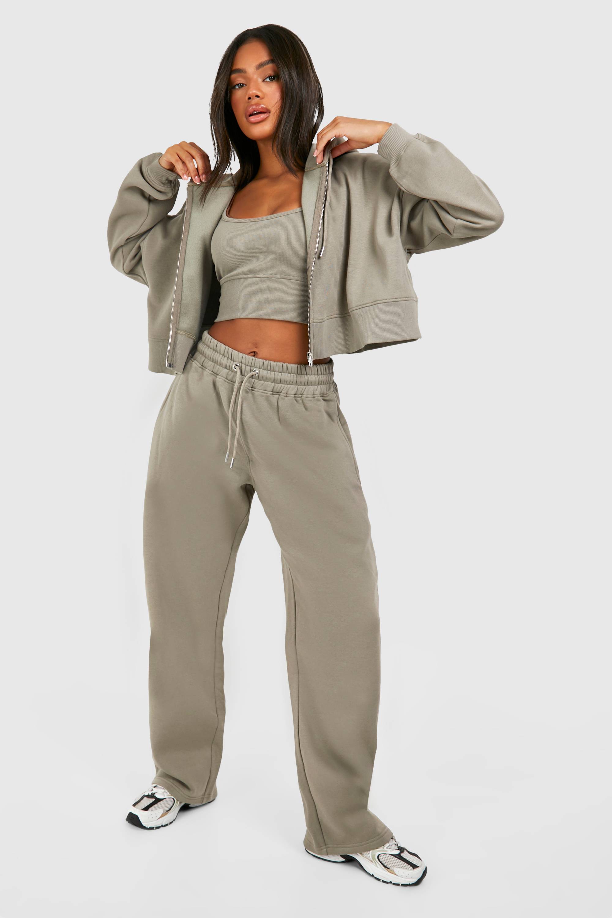 boohoo Ensemble De Jogging À Casynthétiqueche 3 Pièces Avec Crop Top À Ourlet Profond