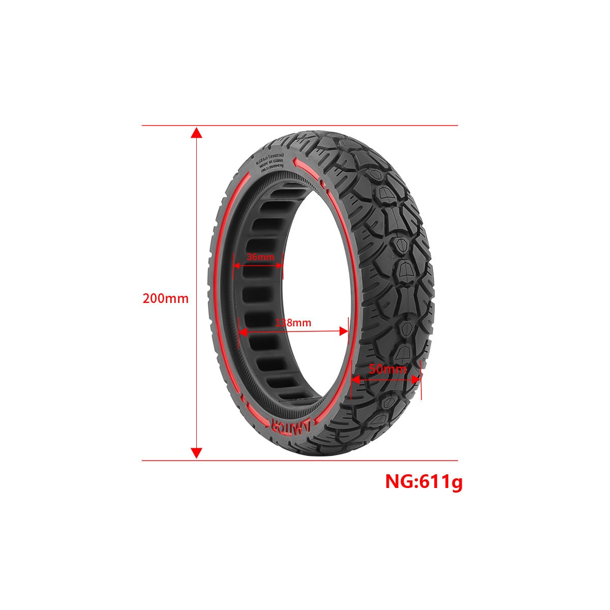 9,5 x 2,125 solid terrengdekk (36 spor)