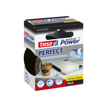 Tesa Extra Power Perfect ducttape zwart 38 mm x 2,75 m